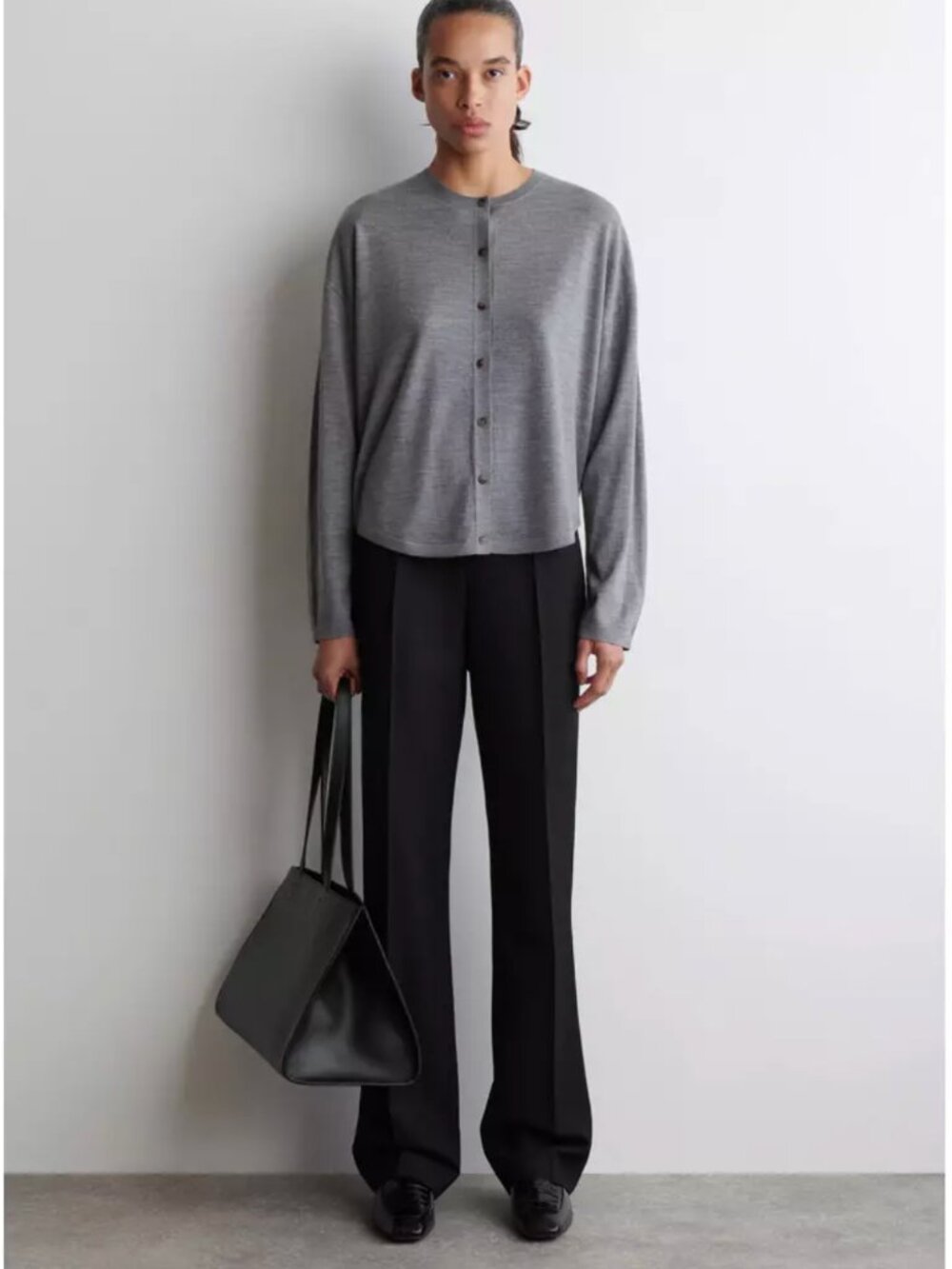 COS CIRCLE-CUT MERINO WOOL CARDIGAN